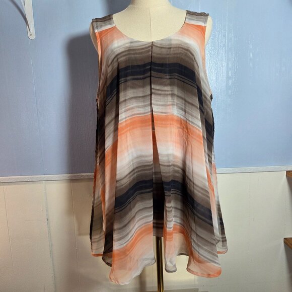 Roz & Ali Woman 1X Layered Flowy Sleeveless Casual Dressy Tank Blouse - Picture 1 of 9